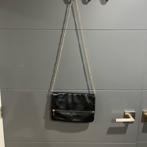 Danier black leather bag with gold chain